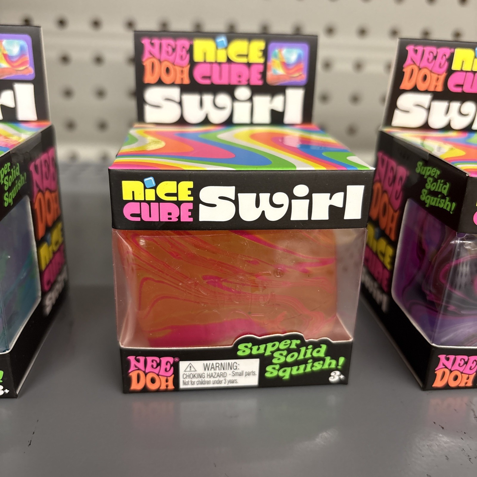 NeeDoh Nice Cube Swirl Orange/Pink Sensory Fidget Toy Schylling Viral Squish