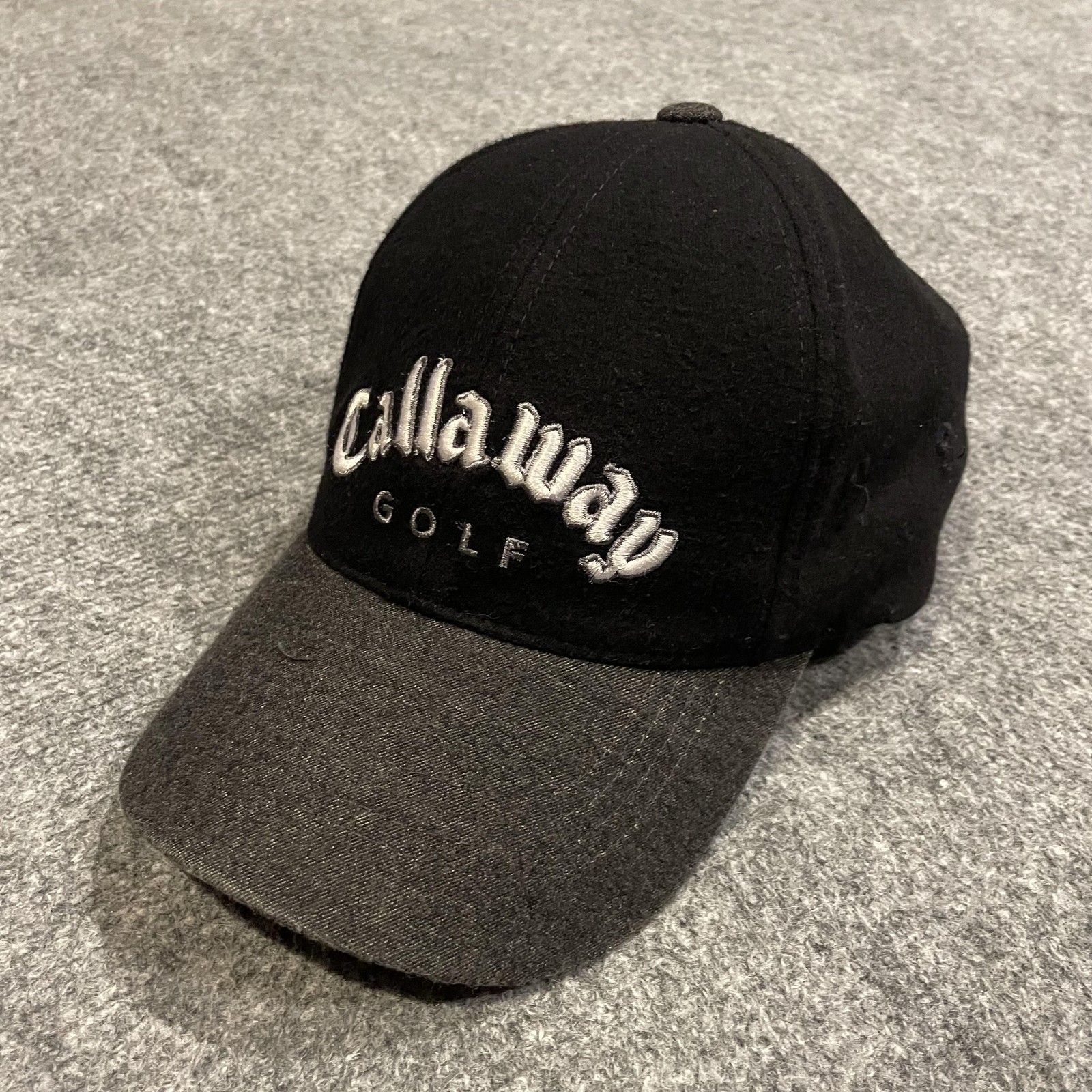 Callaway Golf Hat Rayon Felt Strap Back One Size Black Heather Gray Baseball Cap