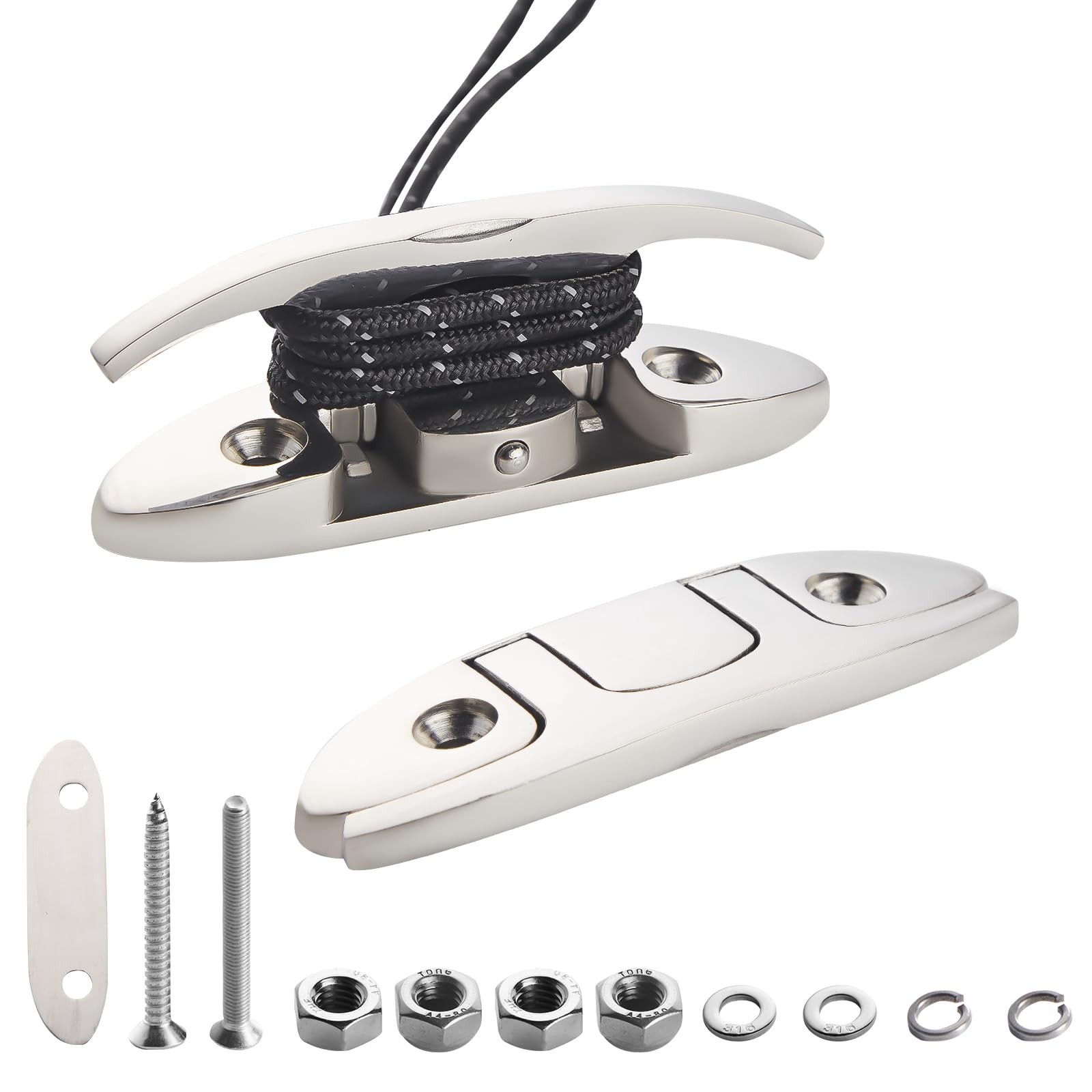 5" Flip-Up Boat Cleats (2-Pack), 316 Stainless Steel Folding Dock Cleats for ...