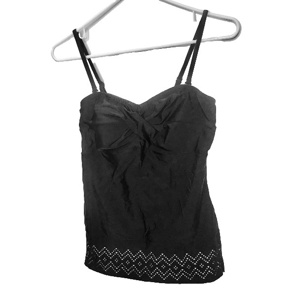 Black Bustier Camisole Top Lace Trim Adjustable Straps