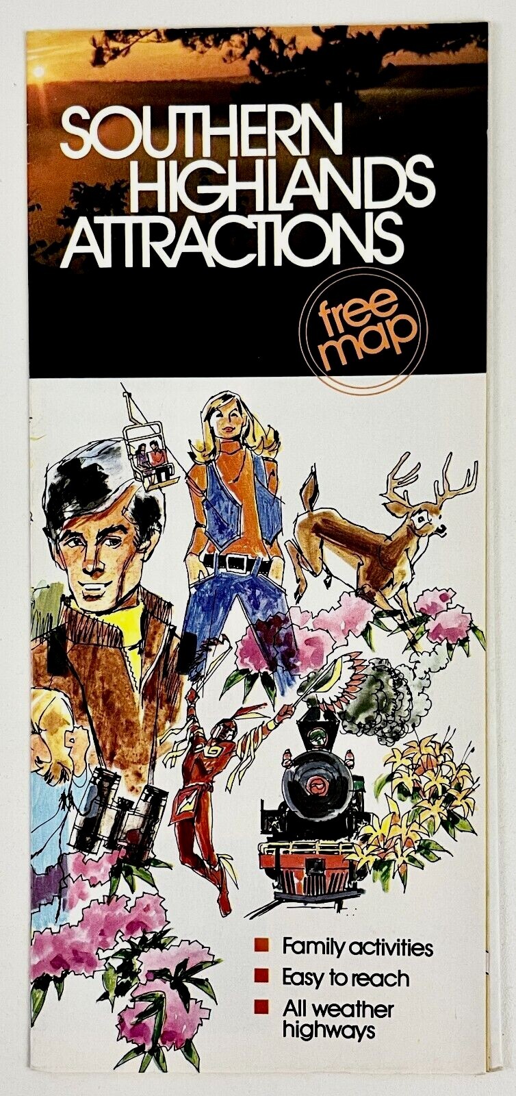 1970s Southern Highlands Attractions Vintage Travel Tourist Brochure TN VA KY NC