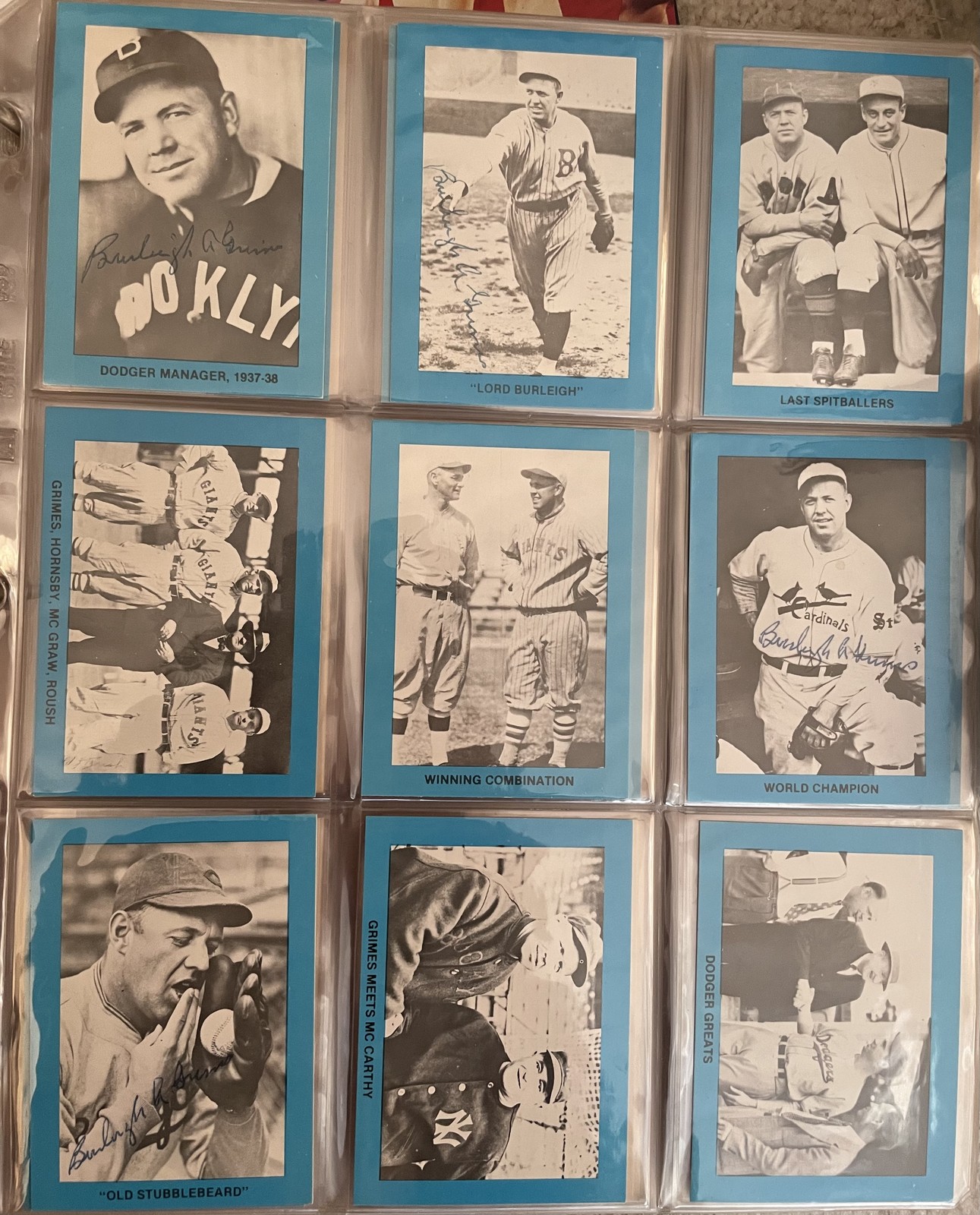 1977 Tom Daniels complete set Burleigh Grimes (16) NM w/ (4) signed cards!