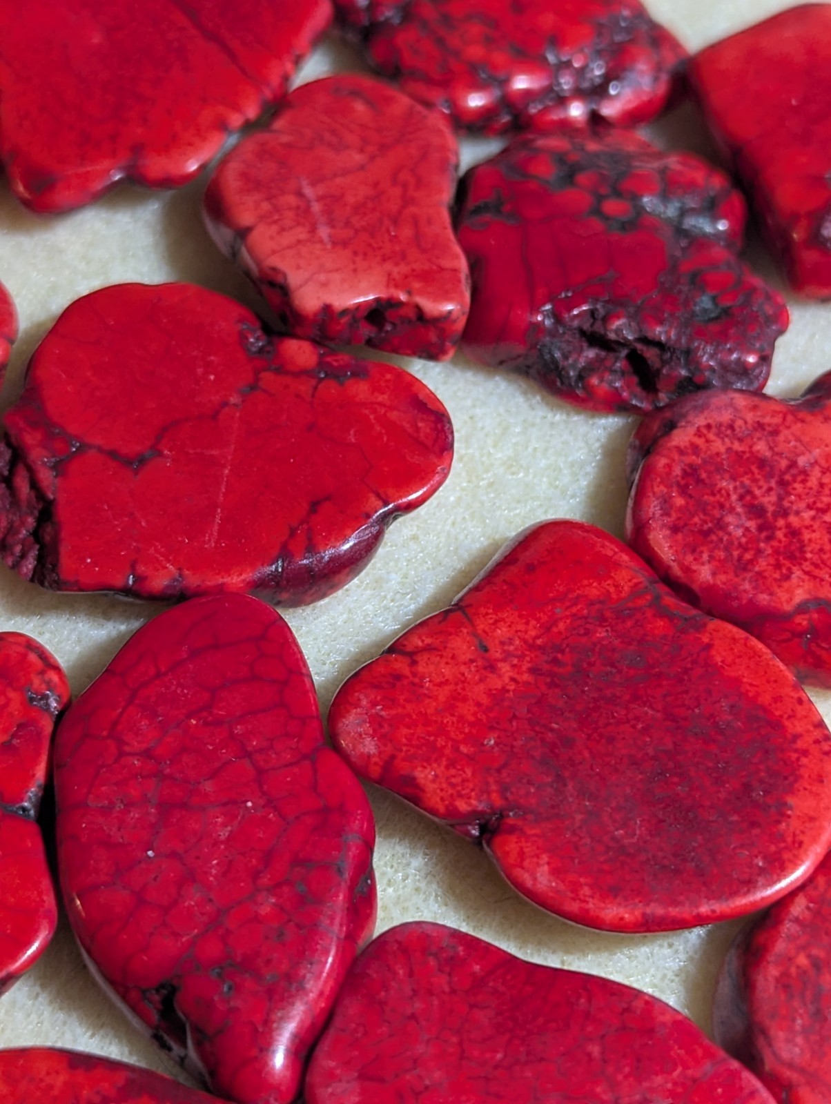 Red Glossy Freeform Turquoise Beads Loose for Jewelry Making