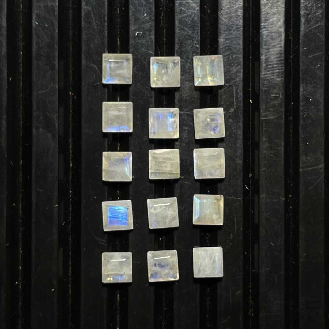 Natural Rainbow Moonstone Square Cut Loose Gemstone Lot 130 Pcs 4 MM 50 CT