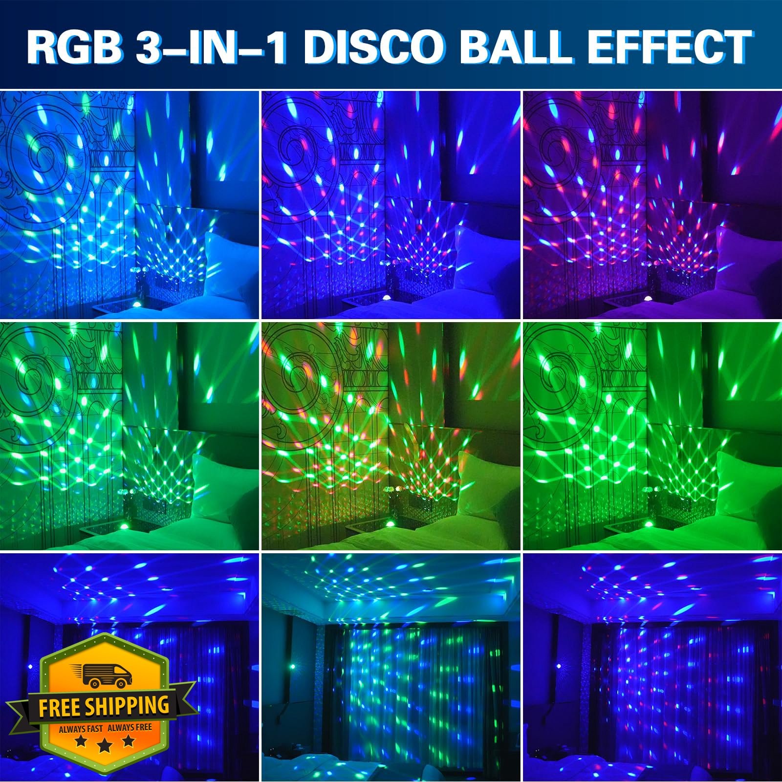 Rechargeable Disco Ball Party Lights Sound Activated Stage Strobe Light