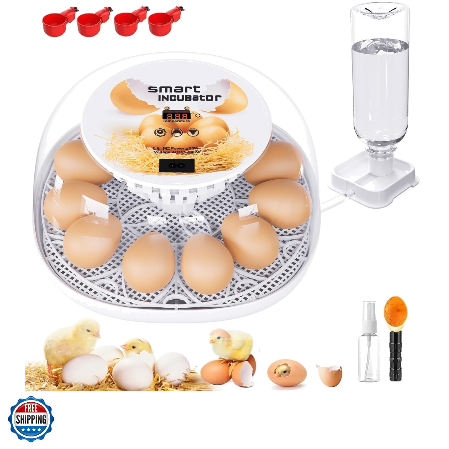 Incubators for Hatching Eggs, 12 Egg Incubator with Automatic Turning and Tem...