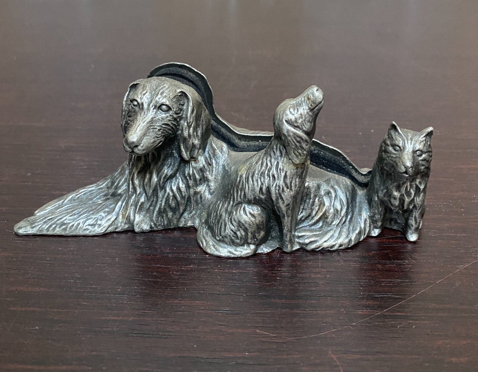 Pewter Sporting Dogs Business Card Holder or Photo Frame 5" Long