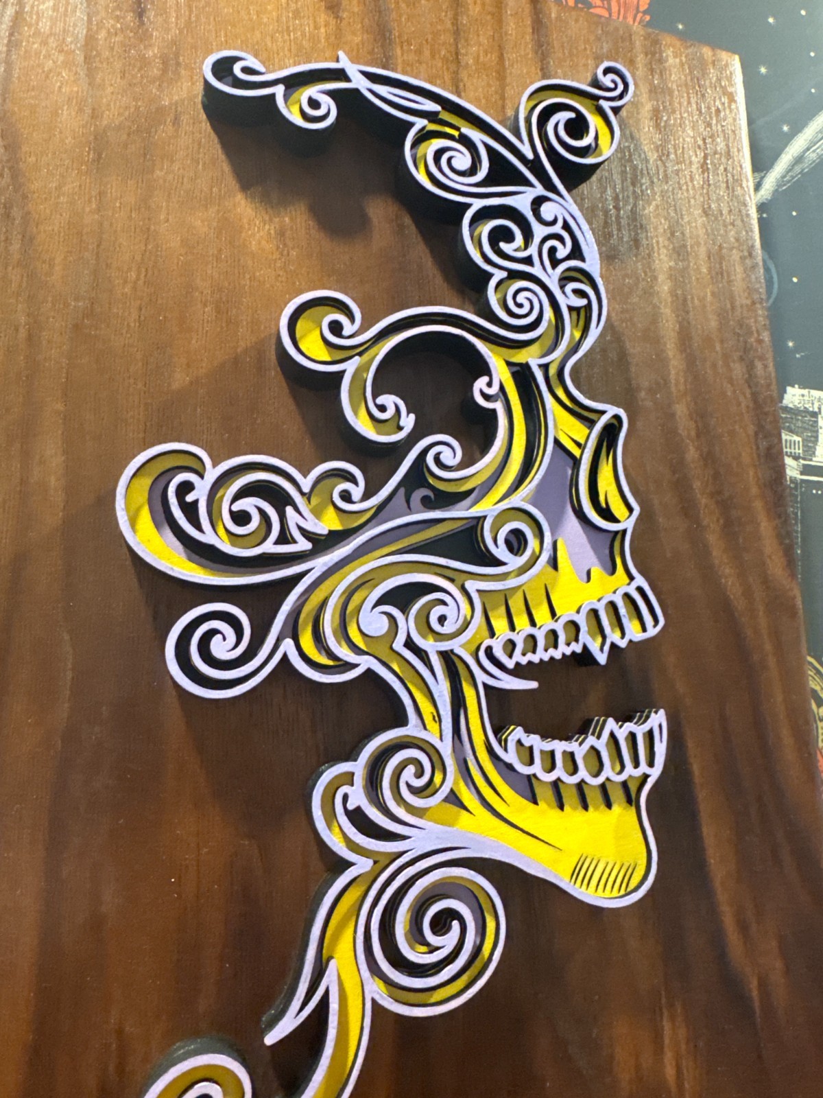 Psychedelic Skull Layered Wood Wall Art – Grateful Dead Style – Handmade