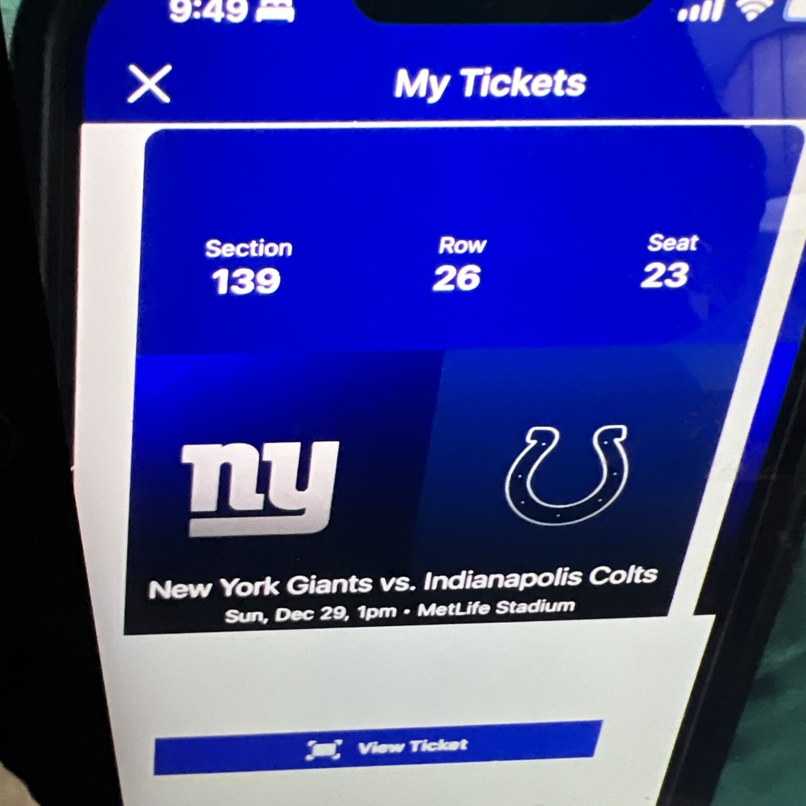 NEW YORK GIANTS VS INDIANAPOLIS COLTS TICKETS (2) - FREE PARKING PASS 12/29/24