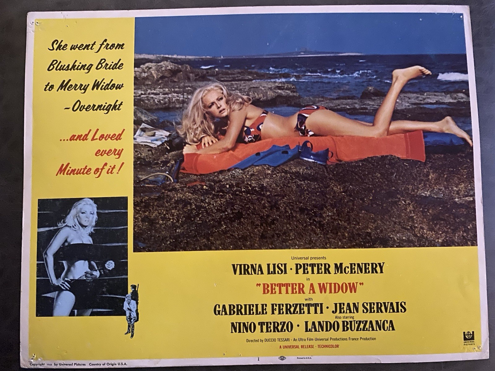 BETTER A WIDOW 1968 Original Vintage Lobby Card with Virni Lisi & Peter McEnery