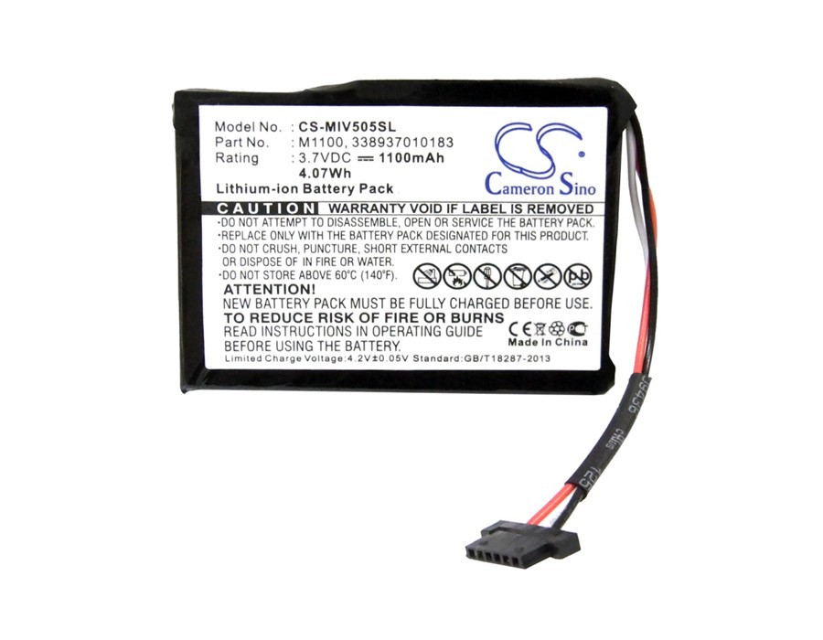 Battery 1100mAh for Mitac Navman Mio Spirit V505 V735 TV, 338937010183, M1100