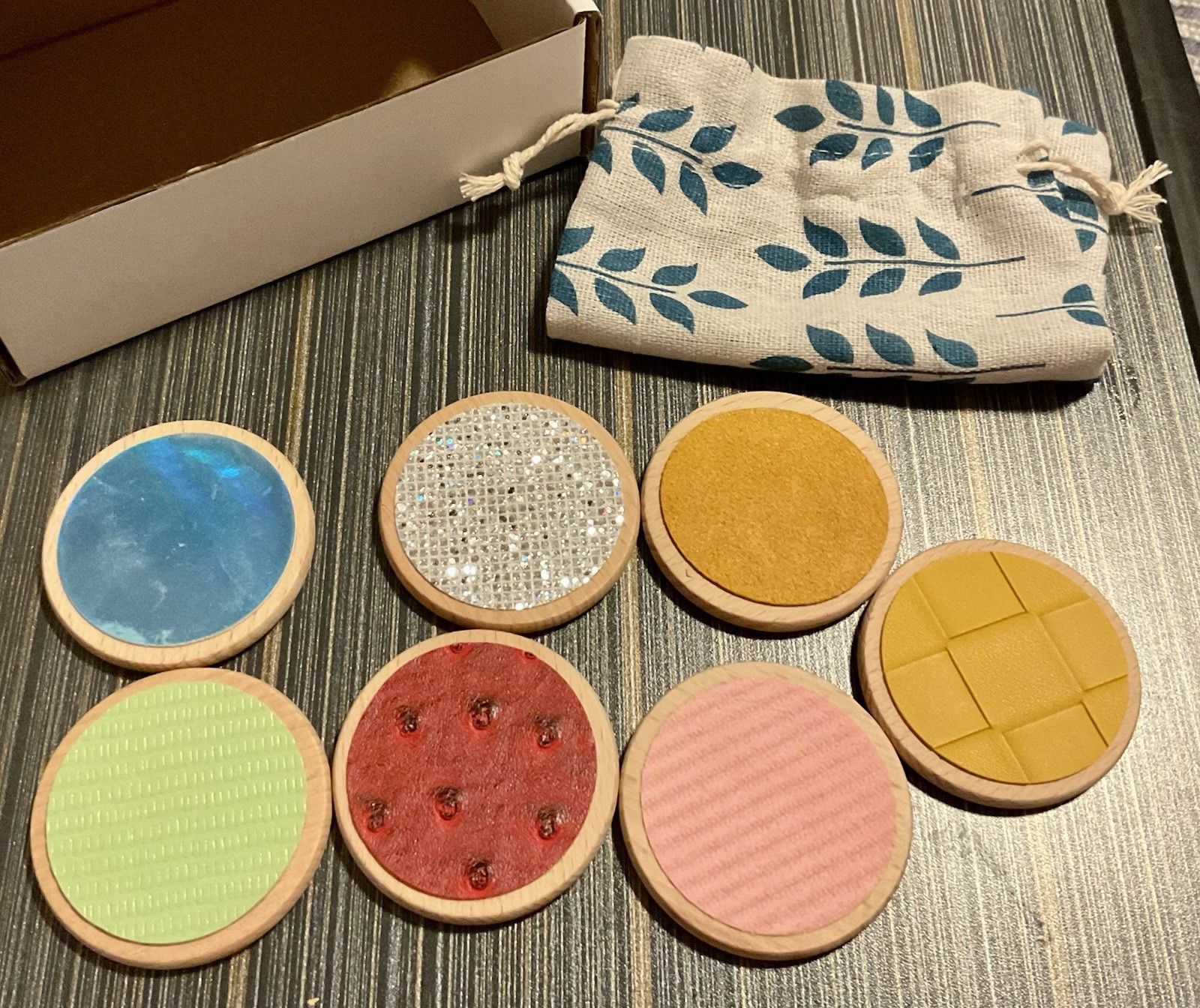 Wooden Sensory Texture Discs Montessori Toy Kids Adults Autism ADHD OT Therapy