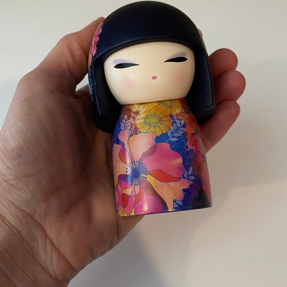 Kimmidol Kyoka Floral Kokeshi Doll Figurine Collectible Home Decor Japan