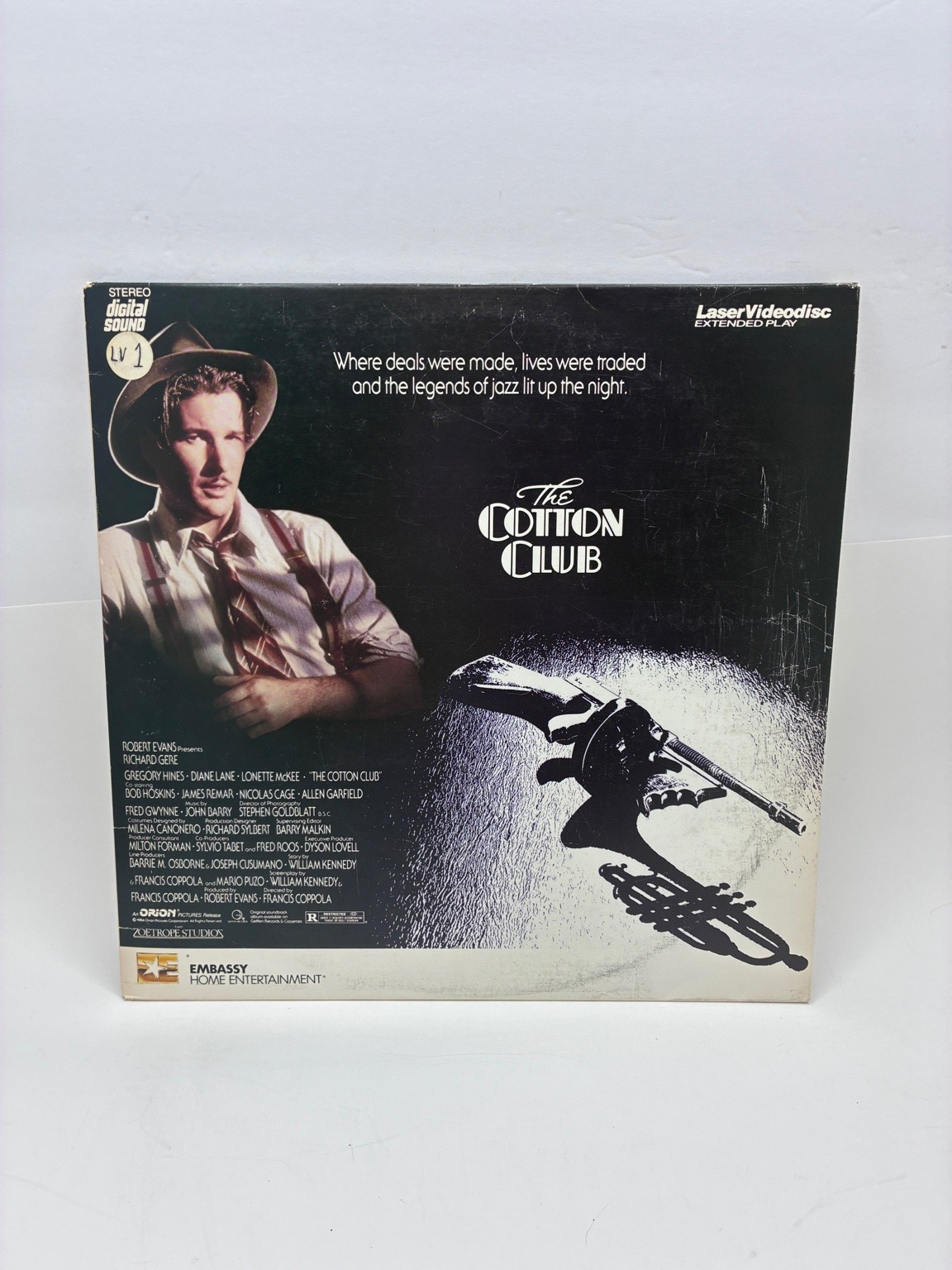 The Cotton Club LaserDisc 1984 Crime Drama Francis Coppola Embassy Home Ent. LV1