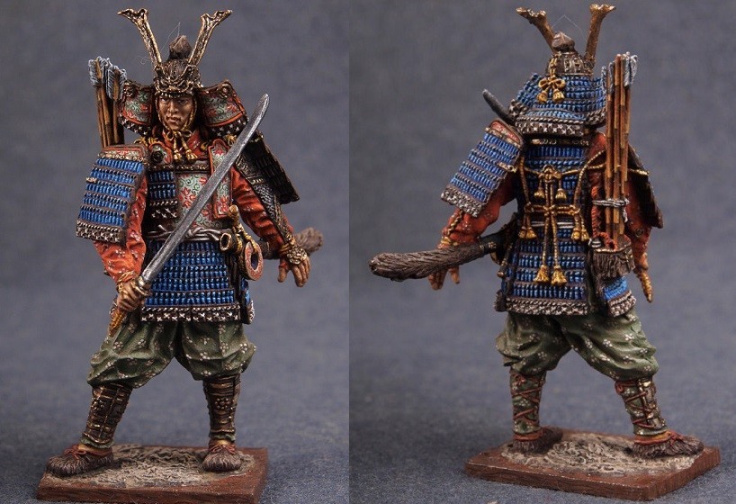 Tin toy soldiers  ELITE painte 54mm. Japanese Samurai with Tachi (Sword)