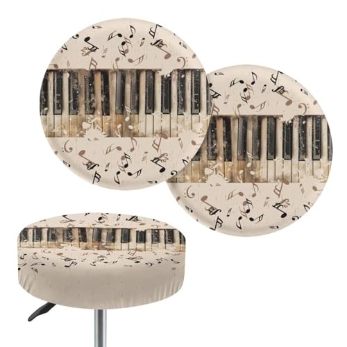 Piano Keys Round Bar Stool Covers Christmas Bar Stool Seat Covers Set of 2 