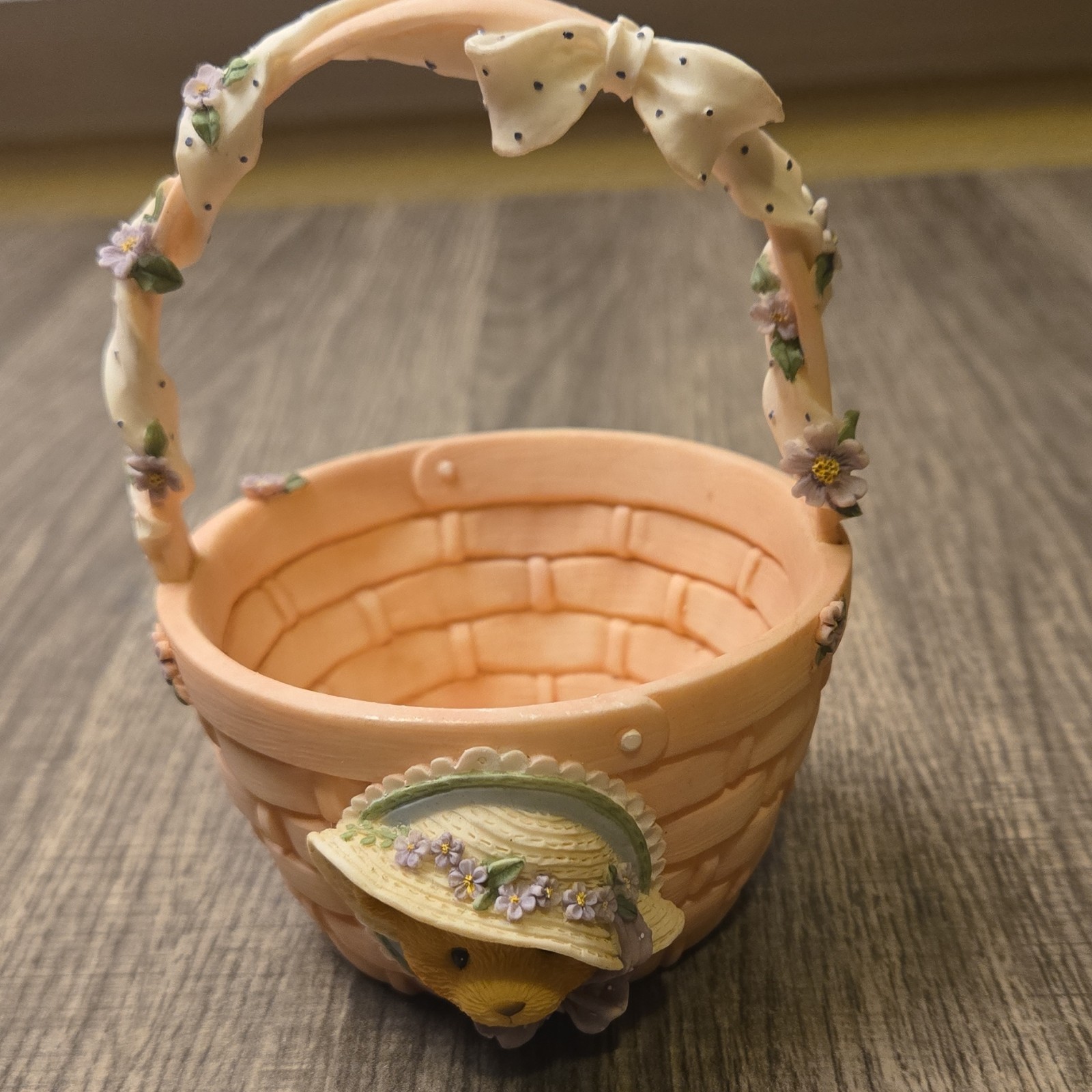 Cherished Teddies Bear Basket Spring Figurine Resin Priscilla Hillman 1995