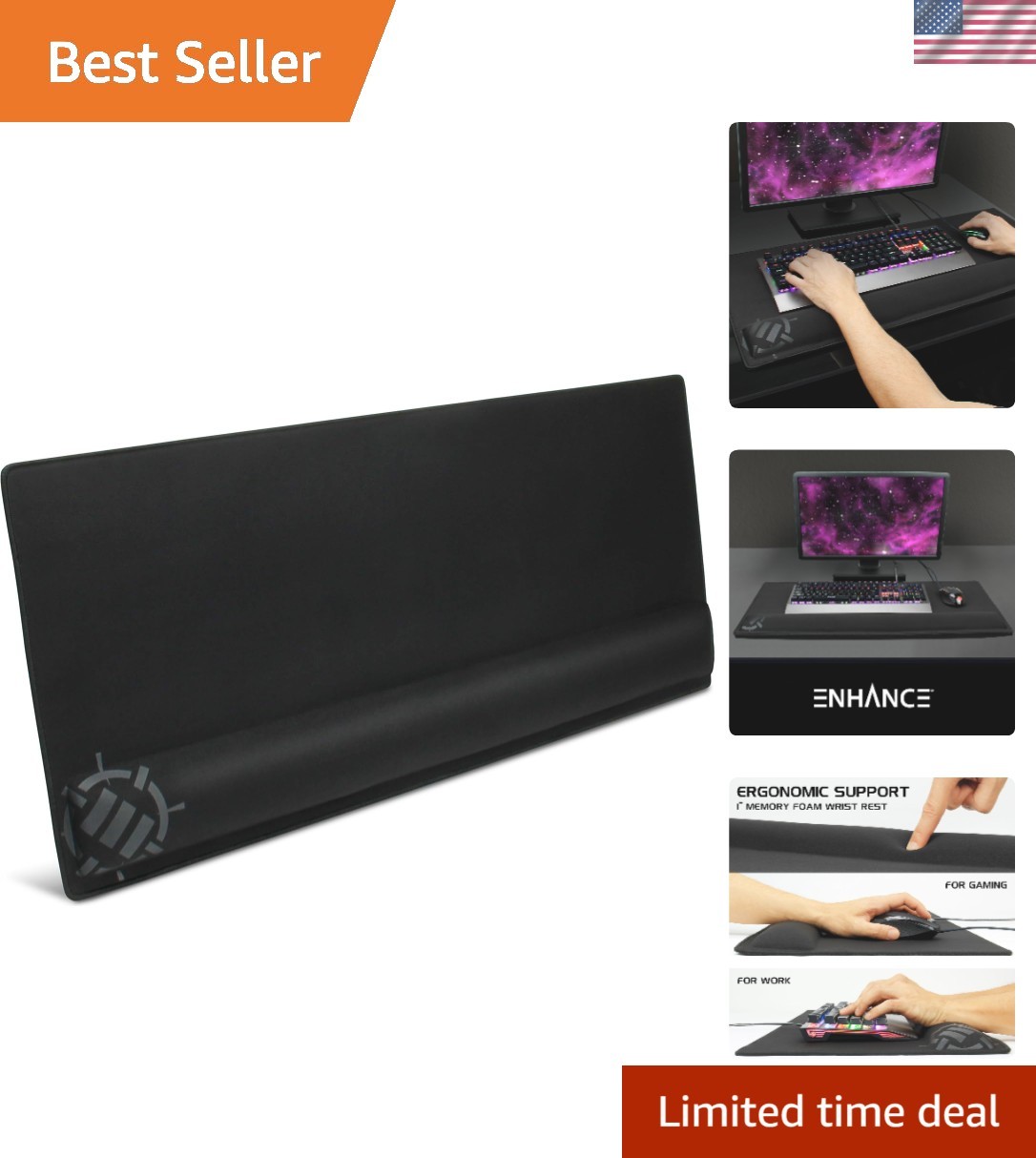 XXL Large Mouse Pad for Desk with 2XL Ergonomic Memory Foam Wrist Rest Suppor...