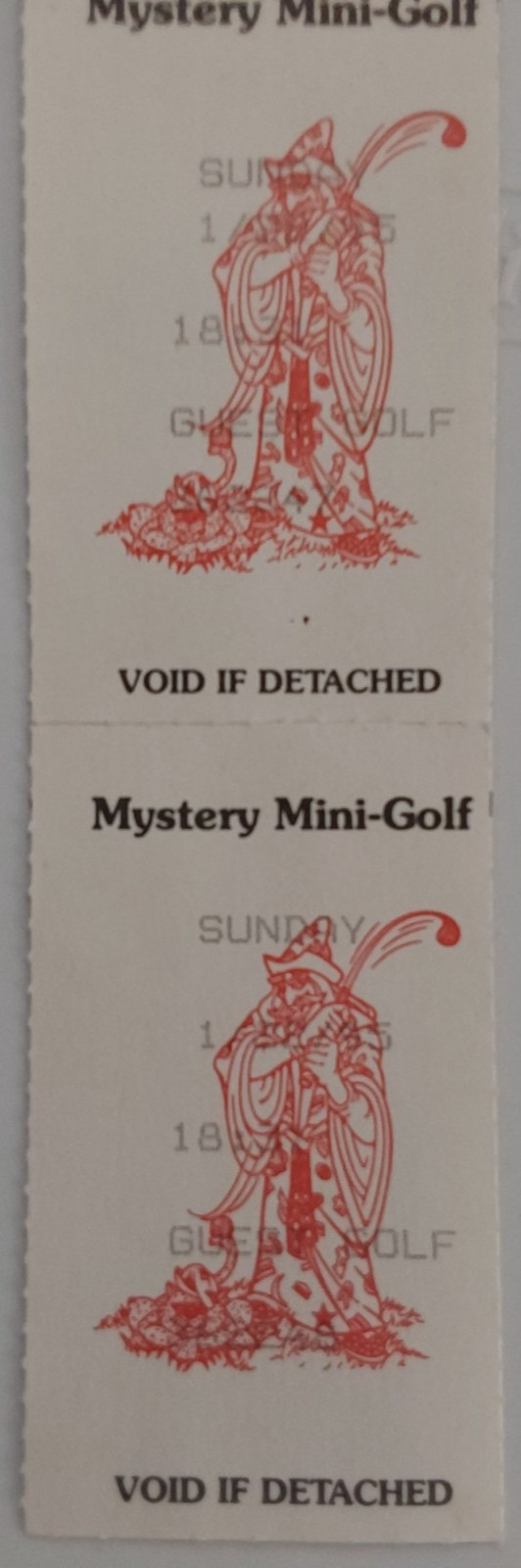 2 VINTAGE ( 1085 ) EXPIRED TICKETS FOR MYSTERY MINI-GOLF - GREAT WOLF LODGE