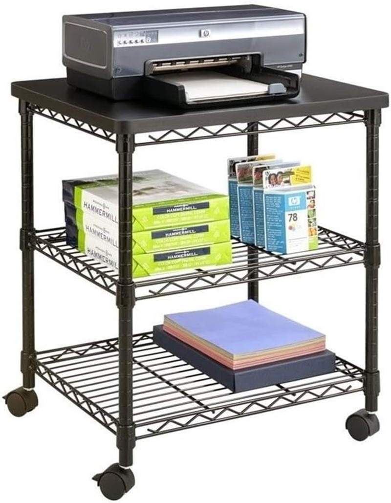 3 Tier Rolling Printer Cart Mobile Utility Stand Steel Shelves Office Table