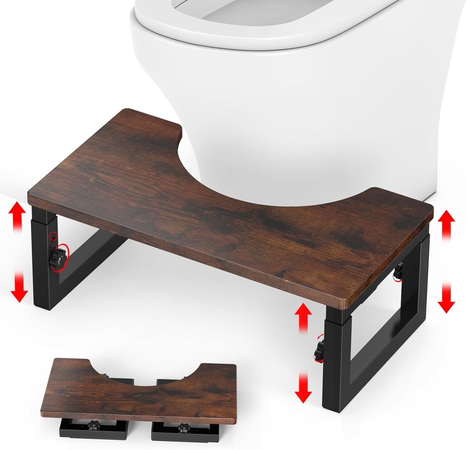 Foldable Toilet Stool 6" & 7" Wood Poop Stool Potty Training Portable Toilet