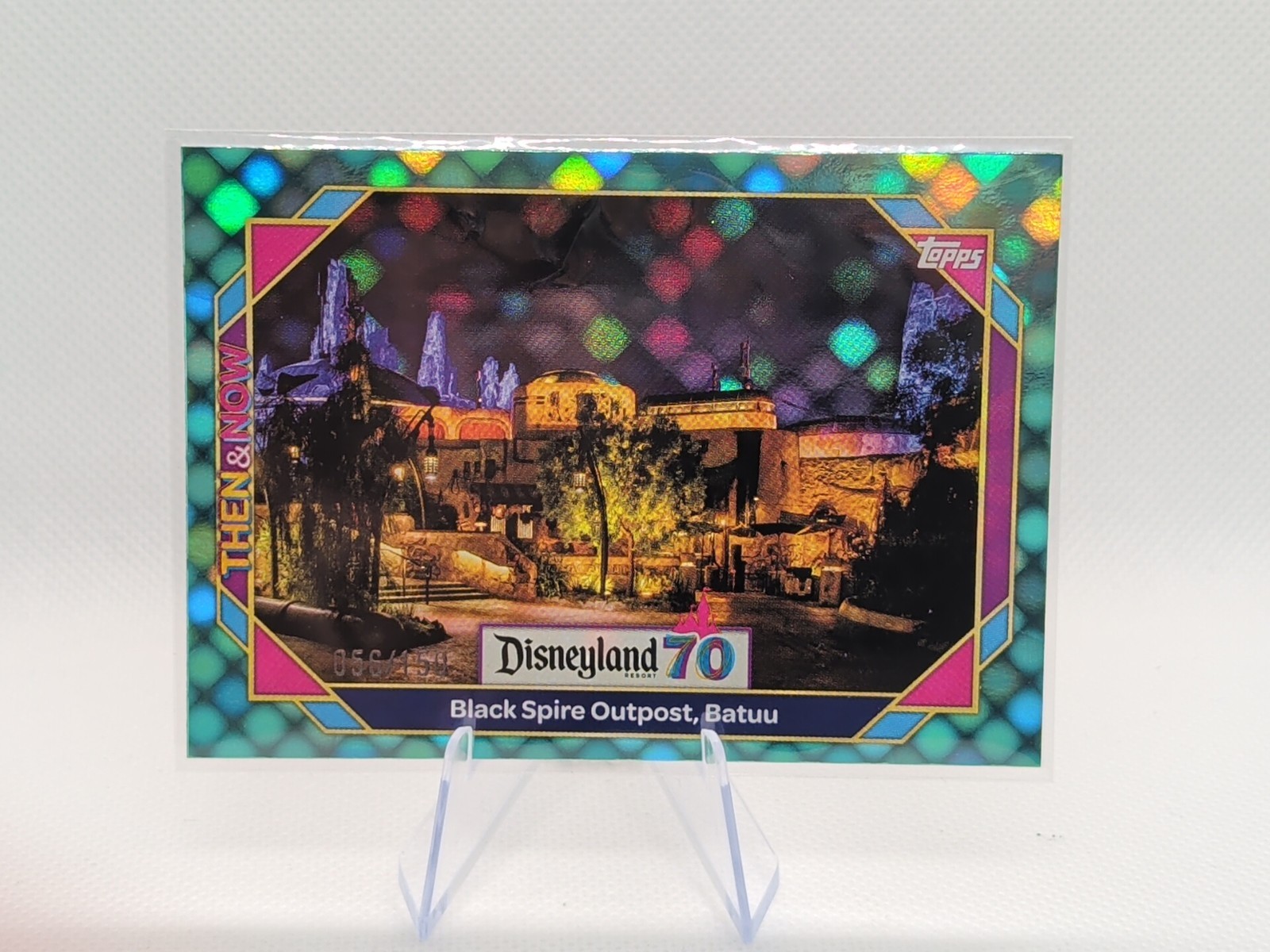 Topps Disneyland 70th Black Spire Outpost, Batuu #24 Aqua Dots Parallel 56/150