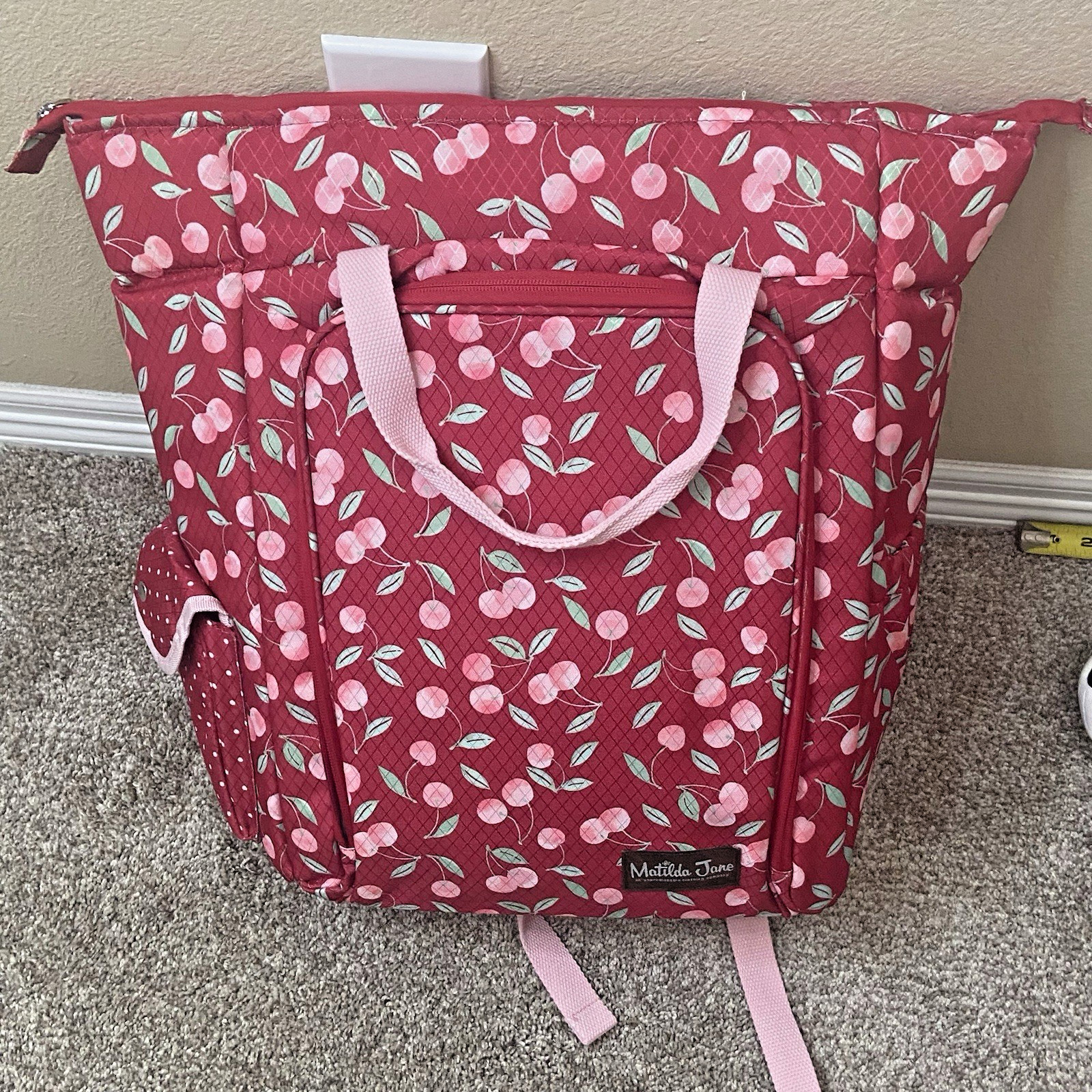 Matilda Jane Barnett Red Pink Floral Cherry Backpack Beach Cooler
