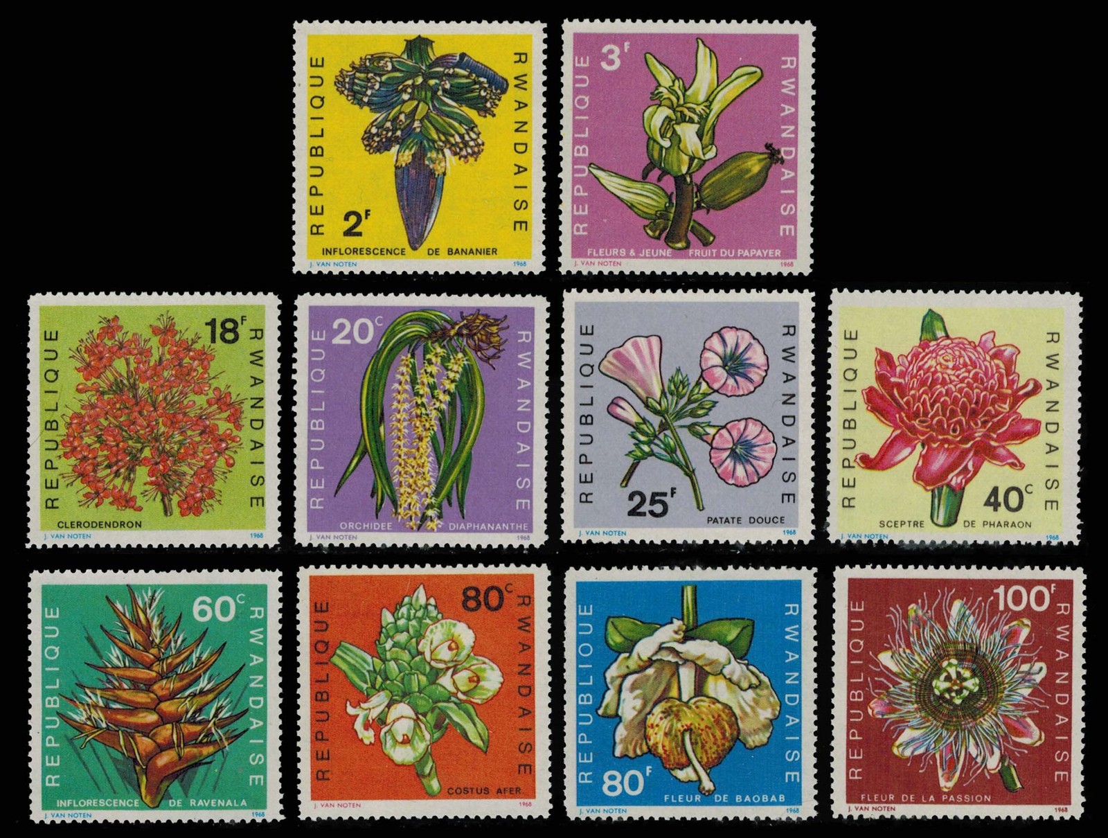 Rwanda Scott 256-265 Mint never hinged.