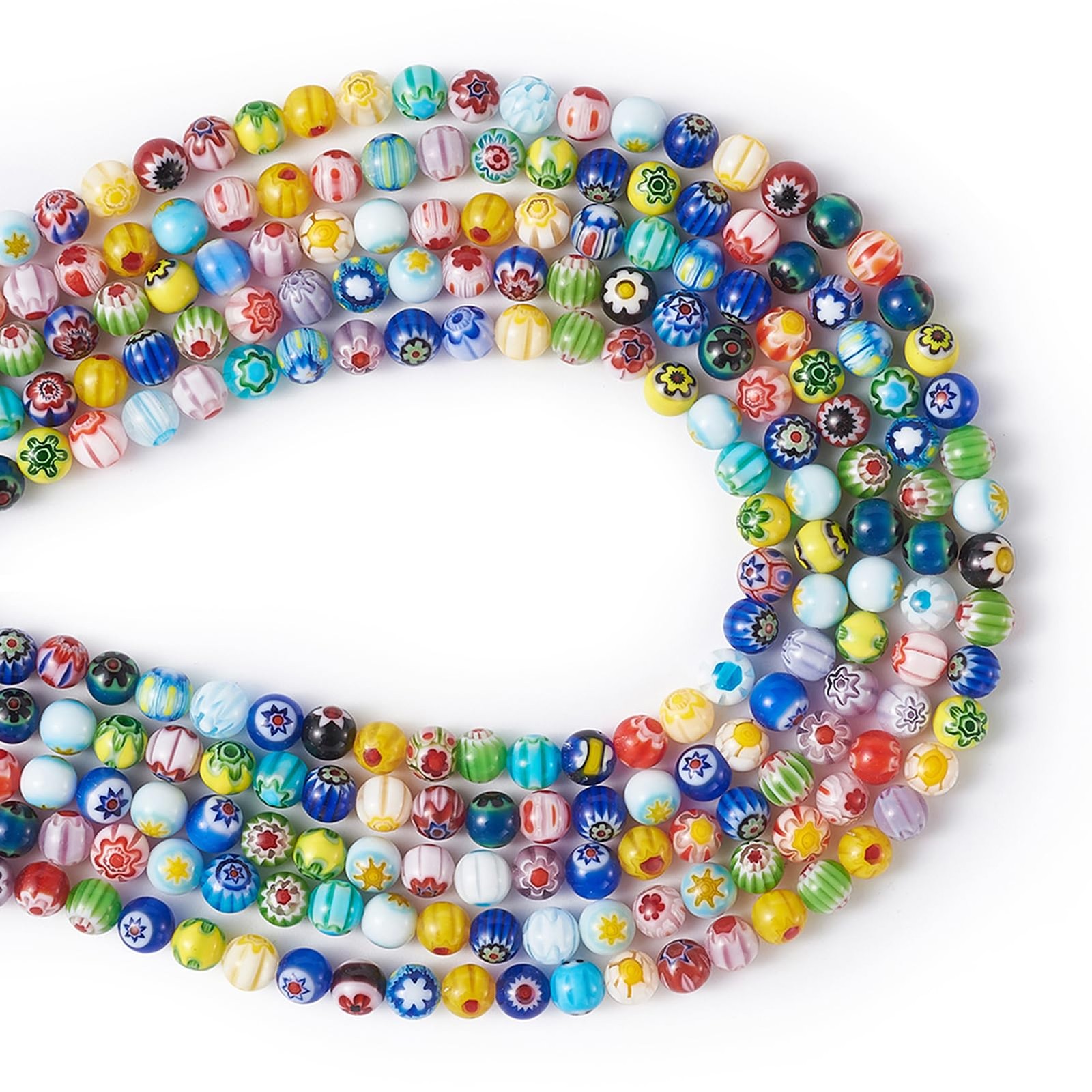 Fashewelry 325Pcs 6mm Tiny Millefiori 6mm, Hole: 1mm, Round-6mm, 1mm 