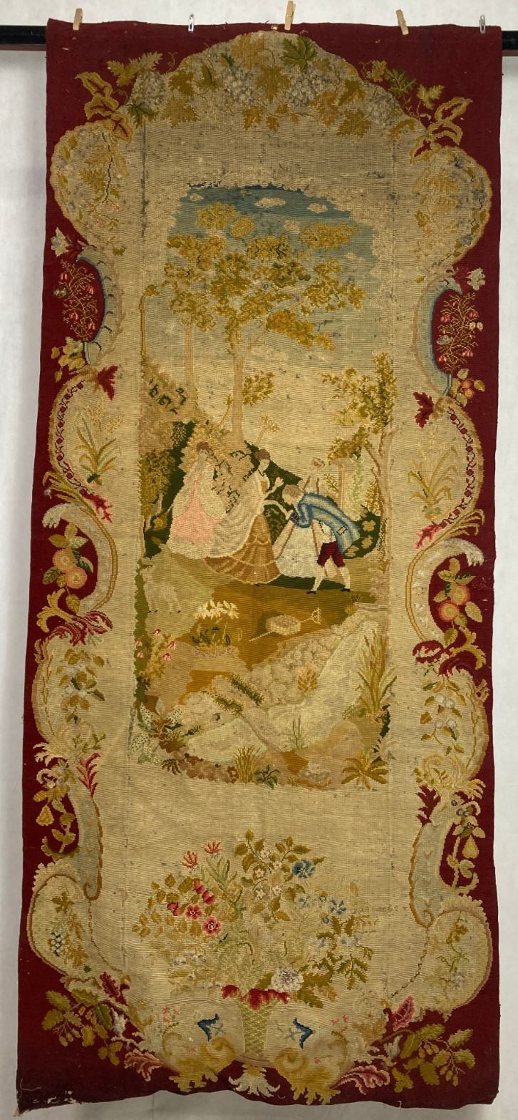 Vintage French Beautiful Rococo-style Scene Wall Hanging Tapestry 232x102 cm