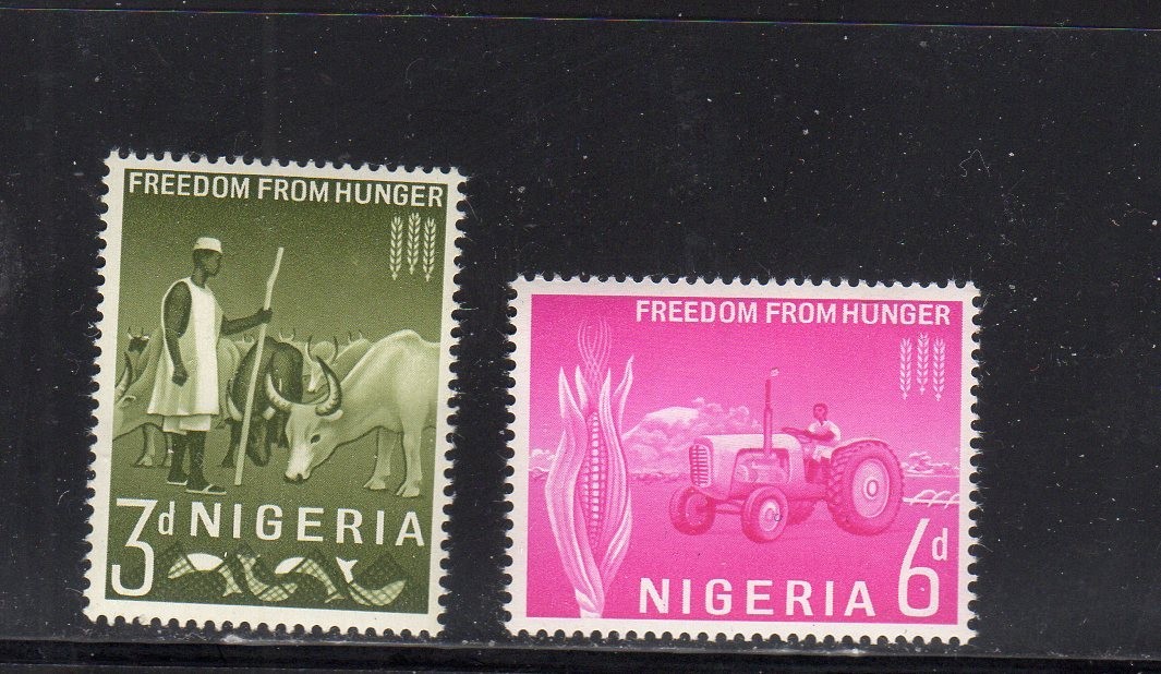 NIGERIA #141-142 1963 FREEDOM FROM HUNGER MINT VF NH O,G aa