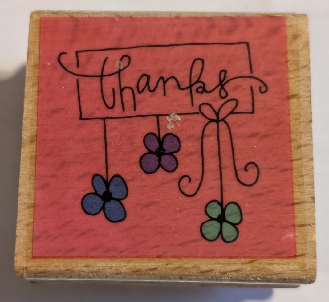 Wood/Rubber Stamp "Thanks" Flowers