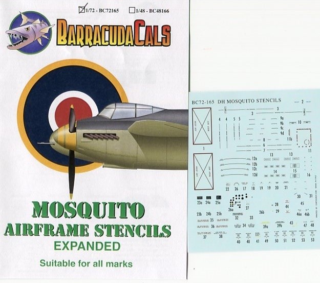 1/72 Barracuda Decal D.H. Mosquito Stencil (Revised Edition)