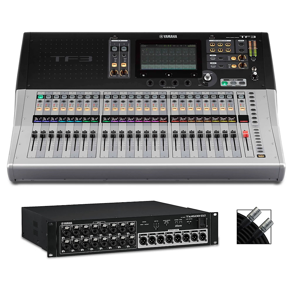 Yamaha TF3 24-Channel Digital Mixer With Tio1608-D2 Dante Stagebox and Cable