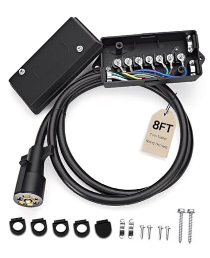 7 Way Trailer Wiring Harness Kit 8 FT with 7 Way 8FT Trailer Cord And Box