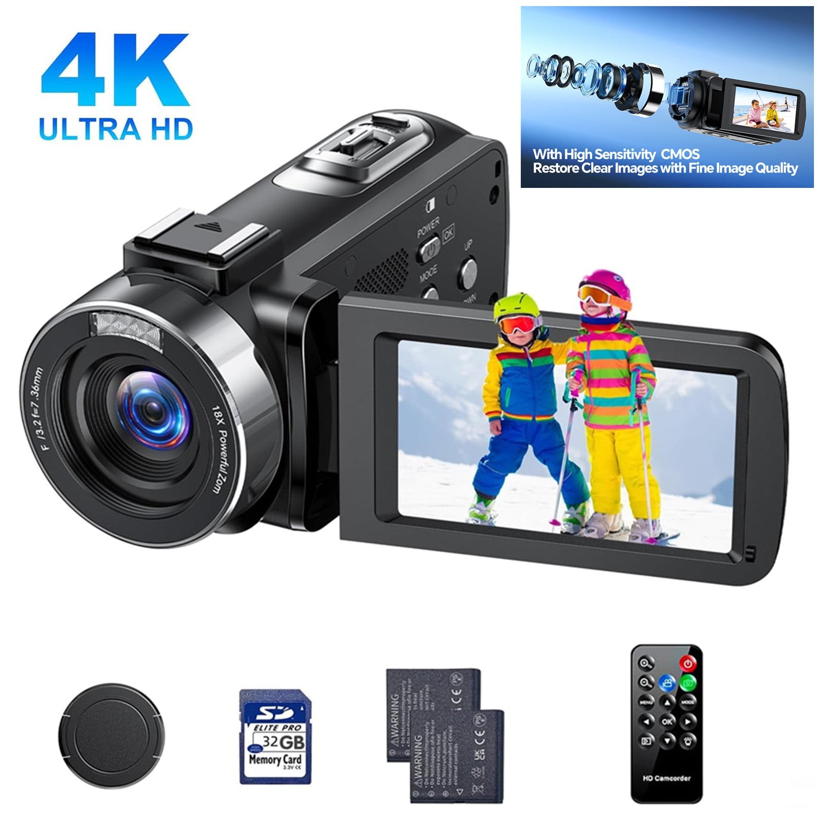 Camcorder 4K HD 42MP Video Camera 18X Zoom Digital Recorder Vlogging YouTube Cam