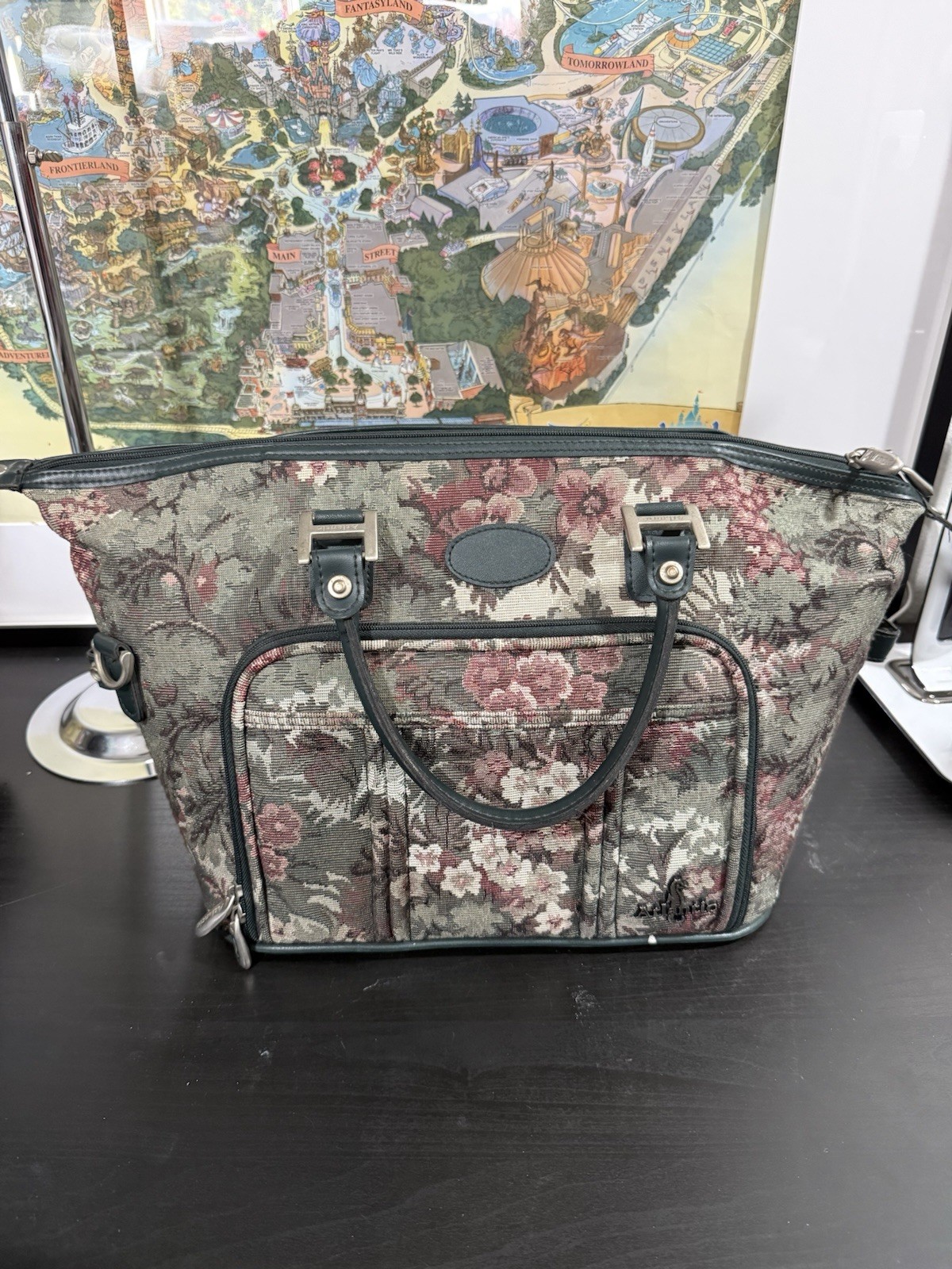Vintage Atlantic Floral Tapestry Carry On Weekend Overnight Hand Bag Luggage