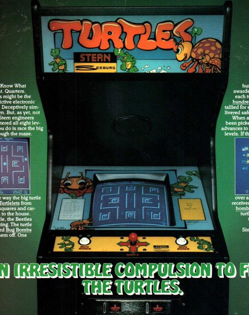 Rare Konami TURTLES Video Game Arcade Flyer Ad 8x11 c1981 Original