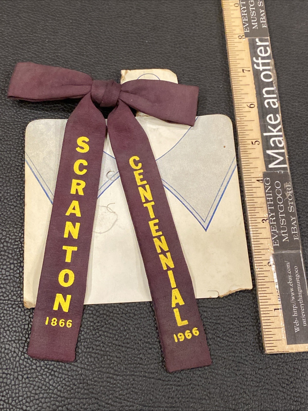 VTG Original 1866-1966 SCRANTON PA CENTENNIAL Lackawanna County PA MAROON YELLOW