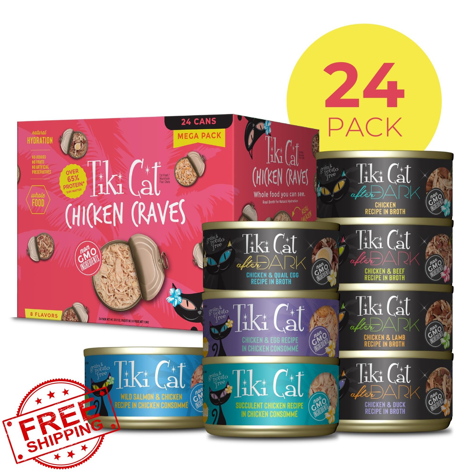 Tiki Cat Wet Cat Food Chicken Craves Variety Pack 24 Count