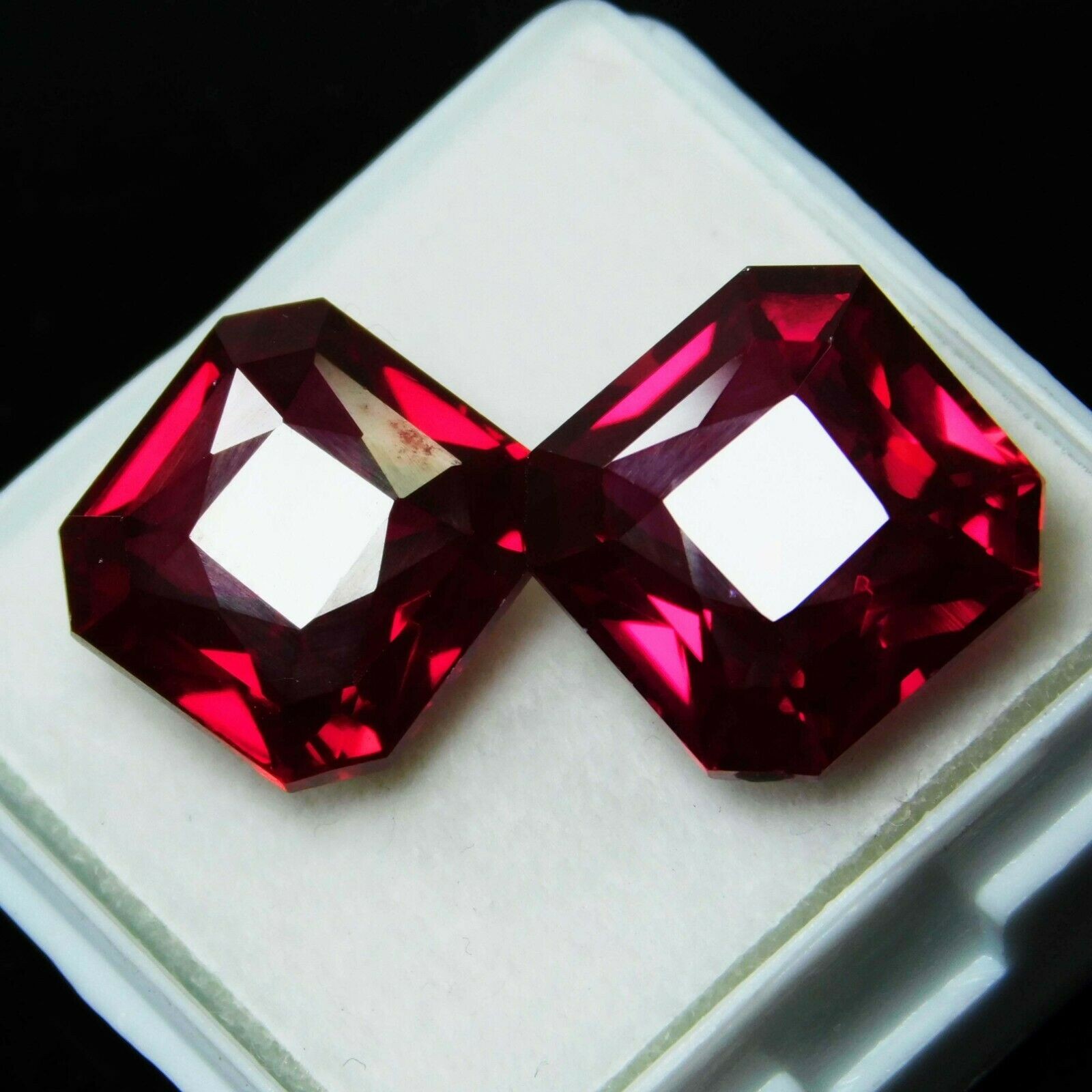 16 Carat Pair Loose Gemstone Natural Ruby Red CERTIFIED Square Cut Earring