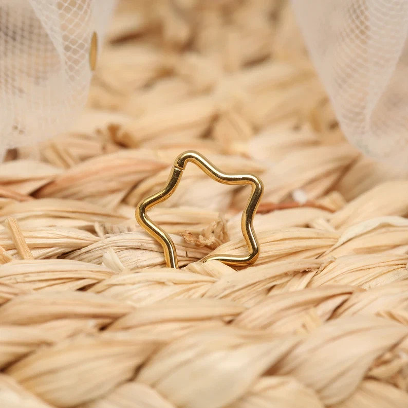 Nose Ring Five-Pointed Star/ 16G 20g Septum Ring/316L-Surgical-Steel
