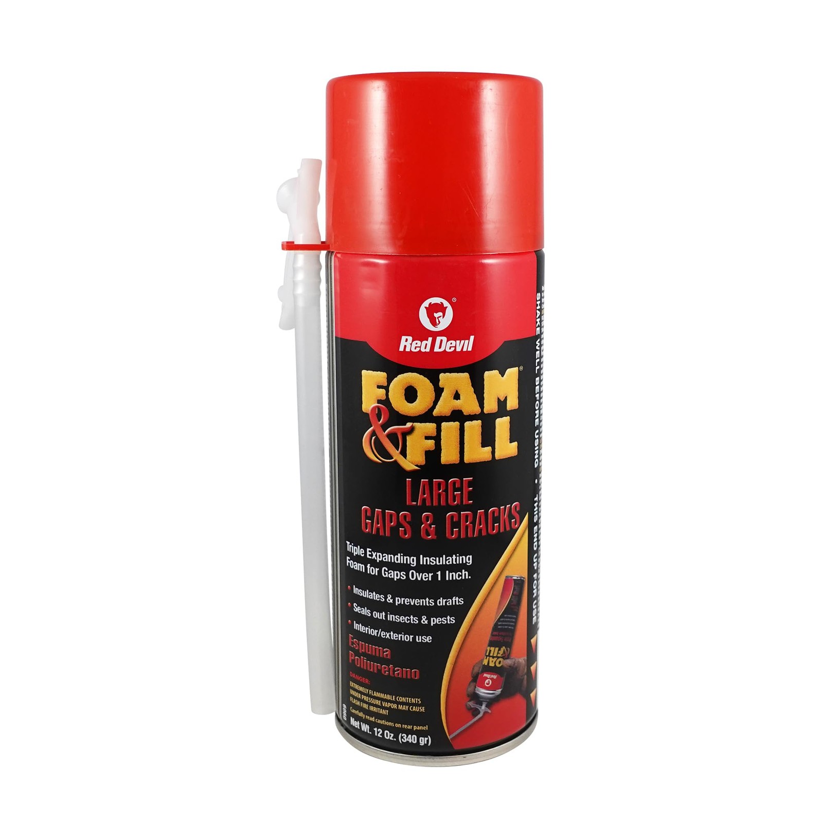 Red Devil 0909 Spray Foam, Fill Large Gaps & Cracks 12 oz, Off-White 