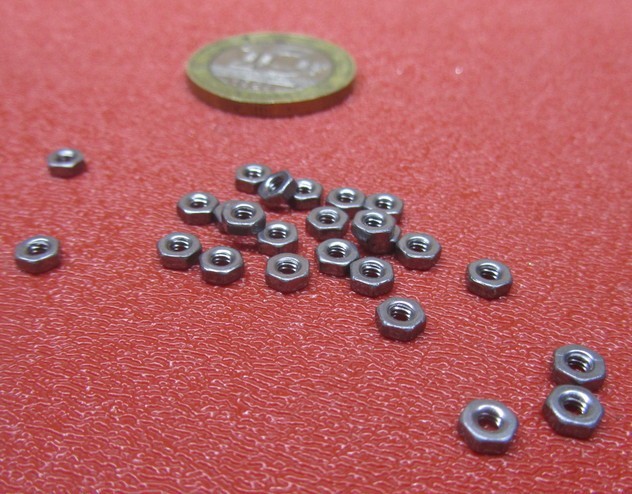 Metric Class 6 Plain Steel Hex Nut, RH  M2 x 0.4 mm  x 1.6 mm Height - 500 Pcs