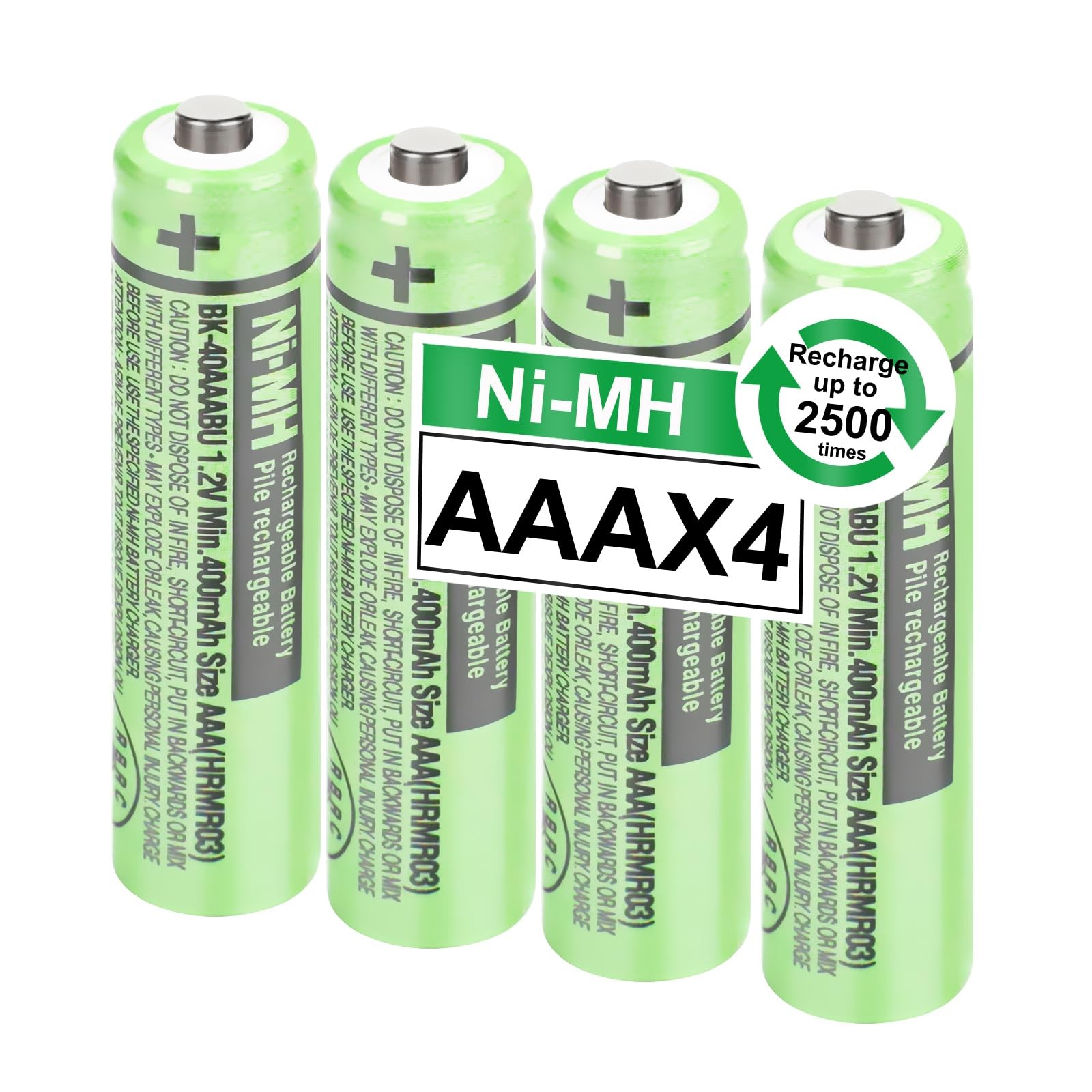 4Pack BK40AAABU NiMH AAA Rechargeable Batteries 400mah AAA NiMH Rechargeable ...
