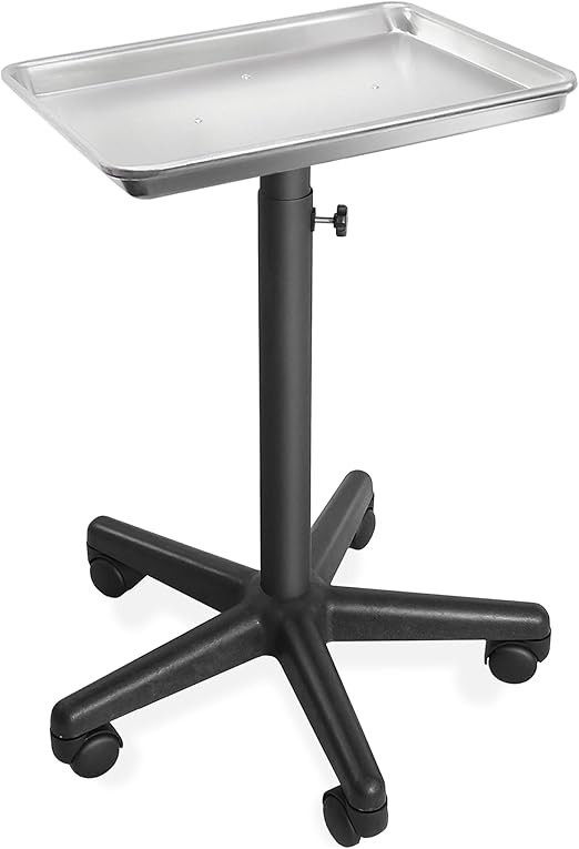 Saloniture Aluminum Salon Instrument Tray Rolling Adjustable Stand