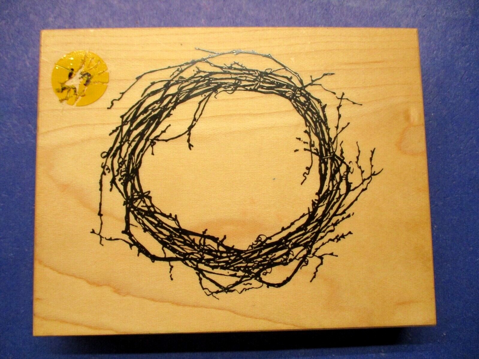 VIP VISUAL IMAGE PRINTERY ROUND TWIGS BRANCHES FRAME  RUBBER STAMP WOOD MTD 