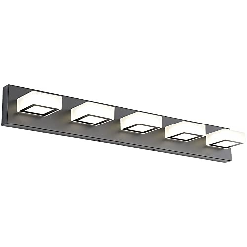  Modern Black Bathroom Lighting Fixtures 5 Lights 34 inch Black-Natural light