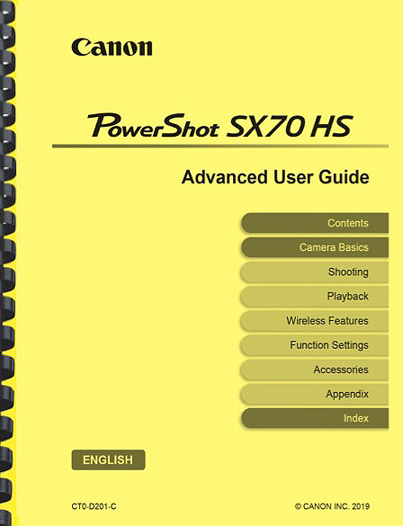 Canon Powershot SX70 HS Digital Camera ADVANCED USER GUIDE OWNER'S USER MANUAL