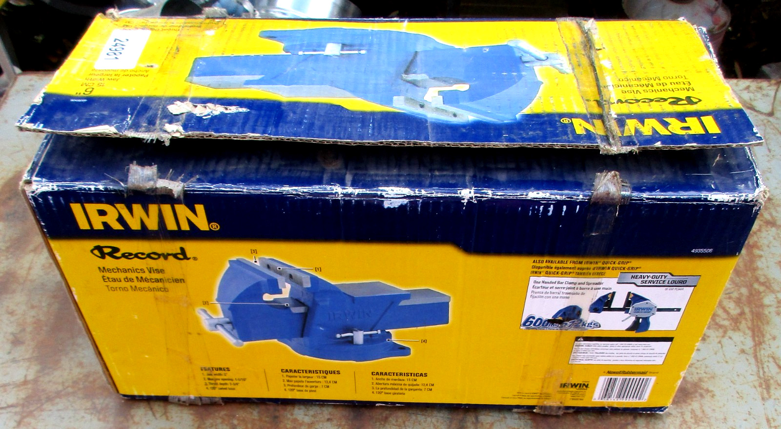 Irwin 4935506 Mechanics Vise Record 6" Jaws Cast Iron 120 deg Swivel Base ~ Blue